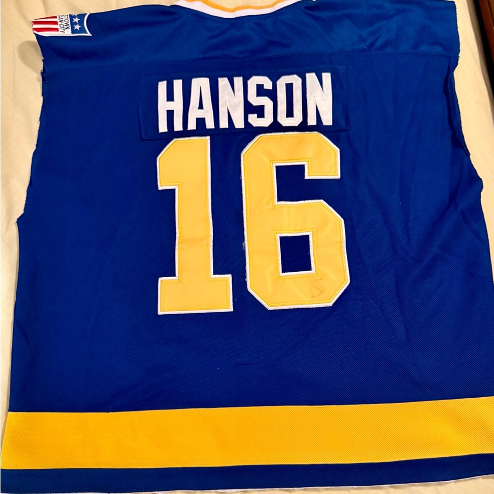 Hanson Charlestown Chiefs Slap Shot Hockey Jersey NHL AHL cut off sleeves shirt